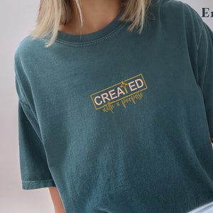 Embroidered Created with A Purpose, Christian Shirt, Custom Church Tee for Friends, Bible Verse Sweatshirt, Church Shirt, Christian Graphic