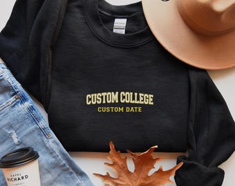 Embroidered Custom Design Sweatshirt, Personalized College Sweatshirt, Senior Picture Sweater, School Graduation Crewneck, Customize College