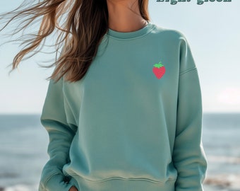 Embroidered Strawberry Sweatshirt, Strawberry Lover Gift, Fruit Lover Sweat, Cute Fruit Sweater, Summer Fruits Sweat, Comfort Colors Sweat