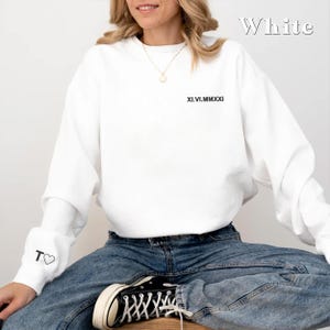 Embroidered Custom Roman Numeral Sweatshirt, Anniversary Sweaters for