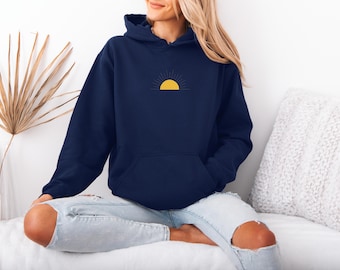 Boho Sun Embroidered Hoodie, Embroidered Sunshine Hoodie,  Sunset Hoodie, Sun Embroidery Hoodie, Summer Vibes Hoodie