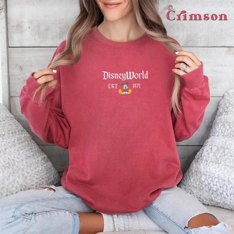 Embroidered DisneyWorld California Sweatshirt,DisneyWorld Est 1971 Sweater, Disney Vacation Sweater, Mickey And Friends Crewneck,Walt Disney