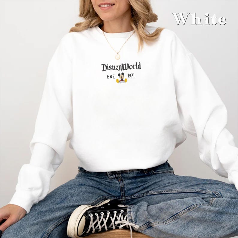 Embroidered DisneyWorld California Sweatshirt,DisneyWorld Est 1971 Sweater, Disney Vacation Sweater, Mickey And Friends Crewneck,Walt Disney