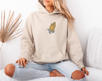 Pray Embroidered Hoodie, Faithful Prayer Hoodie, Christian Faith Hoodie, Worship Inspirational Hoodie, Religion Prayer Embroidery