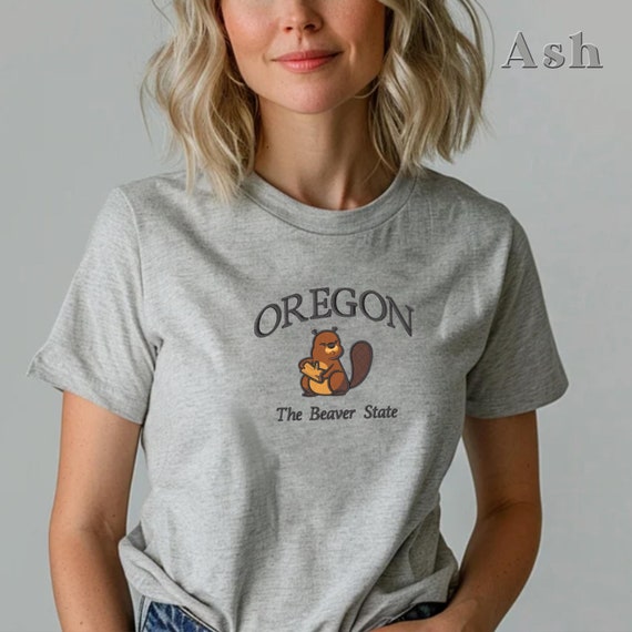 Embroidered Oregon Shirt, The Beaver State T-shirt, Vintage Mountains Tee, Nature Lover T-Shirt, Oregon Shirt, Beaver State Tee