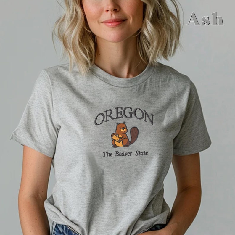 Embroidered Oregon Shirt, The Beaver State T-shirt, Vintage Mountains Tee, Nature Lover T-Shirt, Oregon Shirt, Beaver State Tee