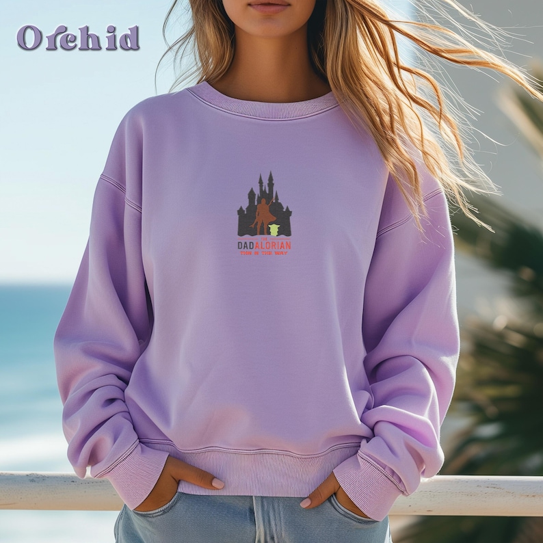 Embroidered Dadalorian Sweater,  Gift for Star Wars Fan, Mandalorian Embroidery Sweater, Star Wars Inspired Sweater, Comfort Colors Sweat