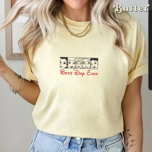 Embroidered Disney Princesses Best Day Ever Tee, Princesses Belle, Cinderella, Anna, Elsa, Snow White T-Shirt, Comfort Colors Shirt