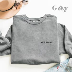 Embroidered Custom Roman Numeral Sweatshirt, Anniversary Sweaters for