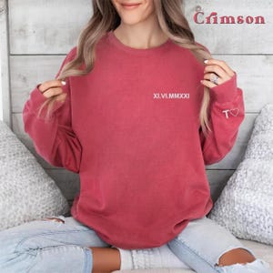 Embroidered Custom Roman Numeral Sweatshirt, Anniversary Sweaters for