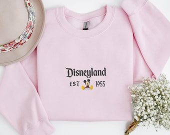 Embroidered Disneyland California Sweatshirt, Disneyland Est 1955 Sweater, Disney Vacation Sweater, Mickey And Friends Crewneck, Walt Disney