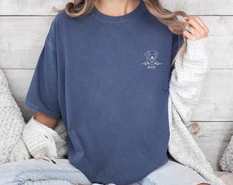 Embroidered Custom Pet T-shirt, Personalized Dog Tee, Pet Portrait, Pet T-shirt, Personalized Dog Gift, Custom Pet Tee, Custom Dog Shirt