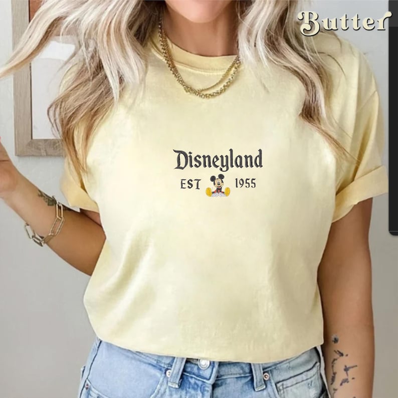 Embroidered Disneyland Florida Shirt, Disneyland Est 1955 Shirt, Disney Vacation Shirt, Mickey And Friends Shirt, Retro Walt Disney Shirt
