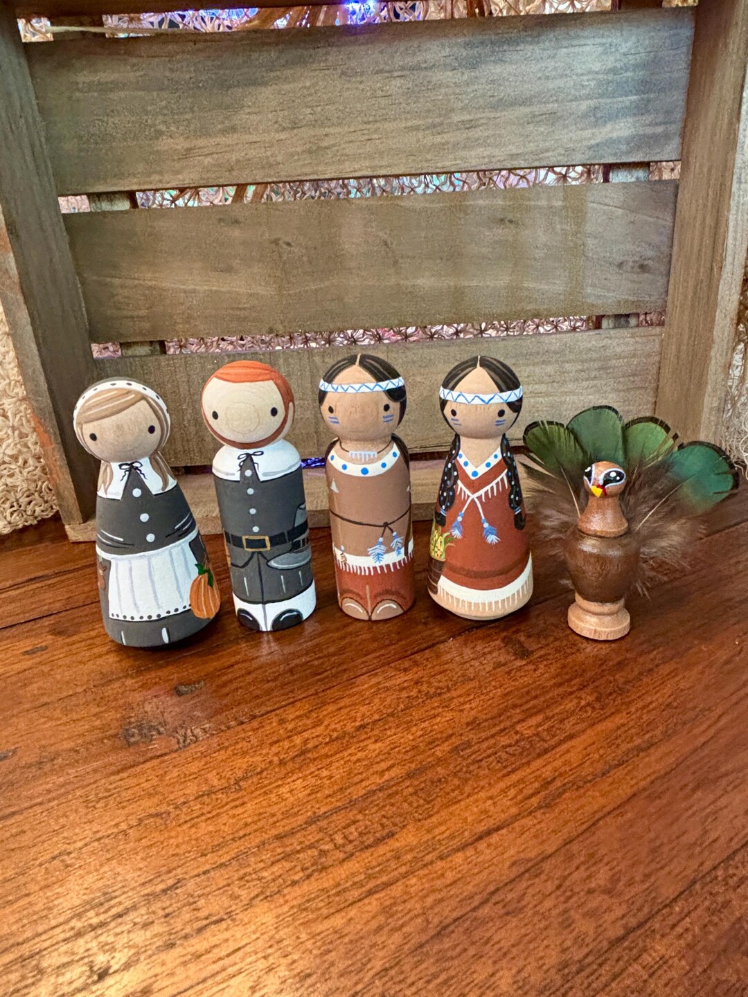Thanksgiving Peg Doll Set | Pilgrim Decor | American Indian Holiday ...