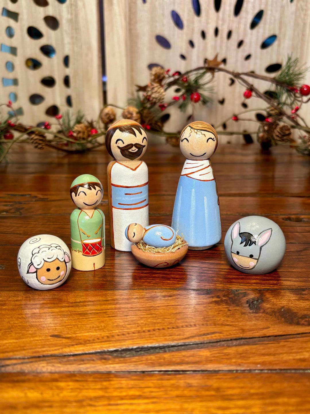 Nativity Peg Doll Set | Handmade Christmas | Holiday Decor | Wooden ...