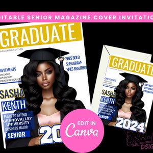 Graduate Magazine Cover Editable Template| 2025 Senior Magazine| Class of 2025 Keepsake| Highschool Graduation