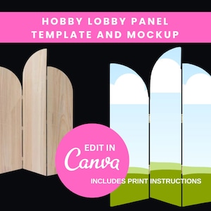 Hobby Lobby Panel Template and Mock-up| 3 Panel Arch Template | Hobby Lobby Wood Arch Panel Backdrop Mockup | Editable Canva Template