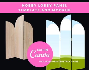 Plantilla y maqueta de panel de Hobby Lobby/Plantilla de arco de 3 paneles/Maqueta de fondo de panel de arco de madera de Hobby Lobby/Plantilla editable de Canva