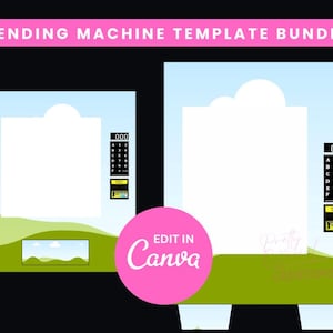 Vending Machine Template Bundle | 12x15 Vending Machine| 8x10 Vending Machine | 11X17 Canva Editable Vending Machine with legs