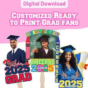 Abanico de graduación personalizado PNG/Abanico de graduación de la clase 2025 listo para imprimir PNG//Abanico de graduación digital/Abanicos de ceremonia/Recuerdo de fiesta de graduación