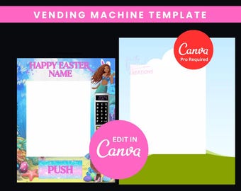 Plantilla de máquina expendedora de Pascua con diseño de sirena de 12 x 15 pulgadas / Máquina expendedora de Pascua con diseño de sirena / Máquina expendedora editable de Canva