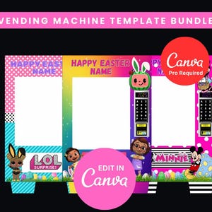 11x17  Easter Vending Machine Template Bundle| Character Easter Design Vending Machine| Canva Editable Vending Machine with Legs