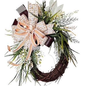 Looking for the perfect everyday grapevine wreath? Neutral Door Wreath, Greenery and Bow Wreath