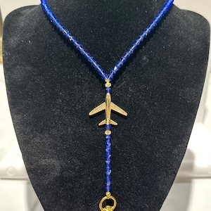 Gold Sparkle Airplane Lanyard