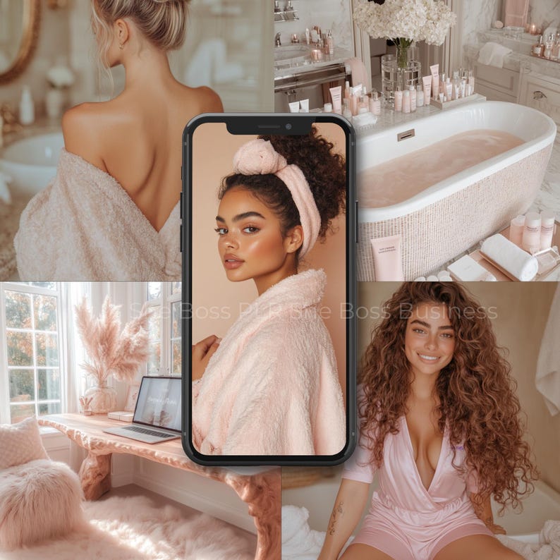 Fotos de beleza, direitos de revenda, marketing digital, fotos, Instagram, estética, marketing sem rosto, imagens de cuidados com a pele, fotos de estoque rosa imagem 5