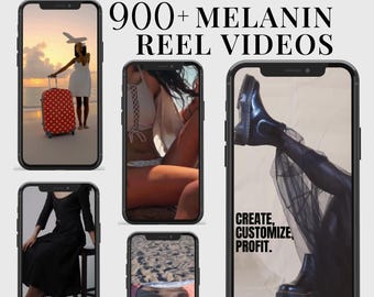 Melanin Stock Videos Faceless Reels Master Resell Right Videos DFY Canva Template Melanin Social Media Stock Videos Black Woman Reels