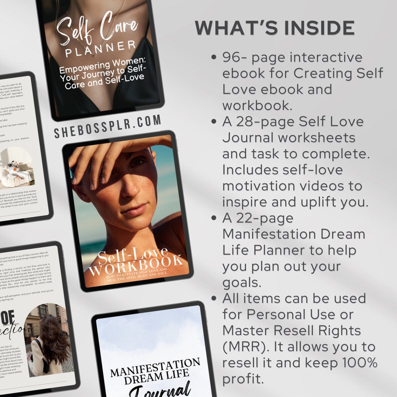 Self Love Journal MRR Self Love Ebook MRR Digital Product Canva Template Passive Income Coaching Templates DFY Digital Product