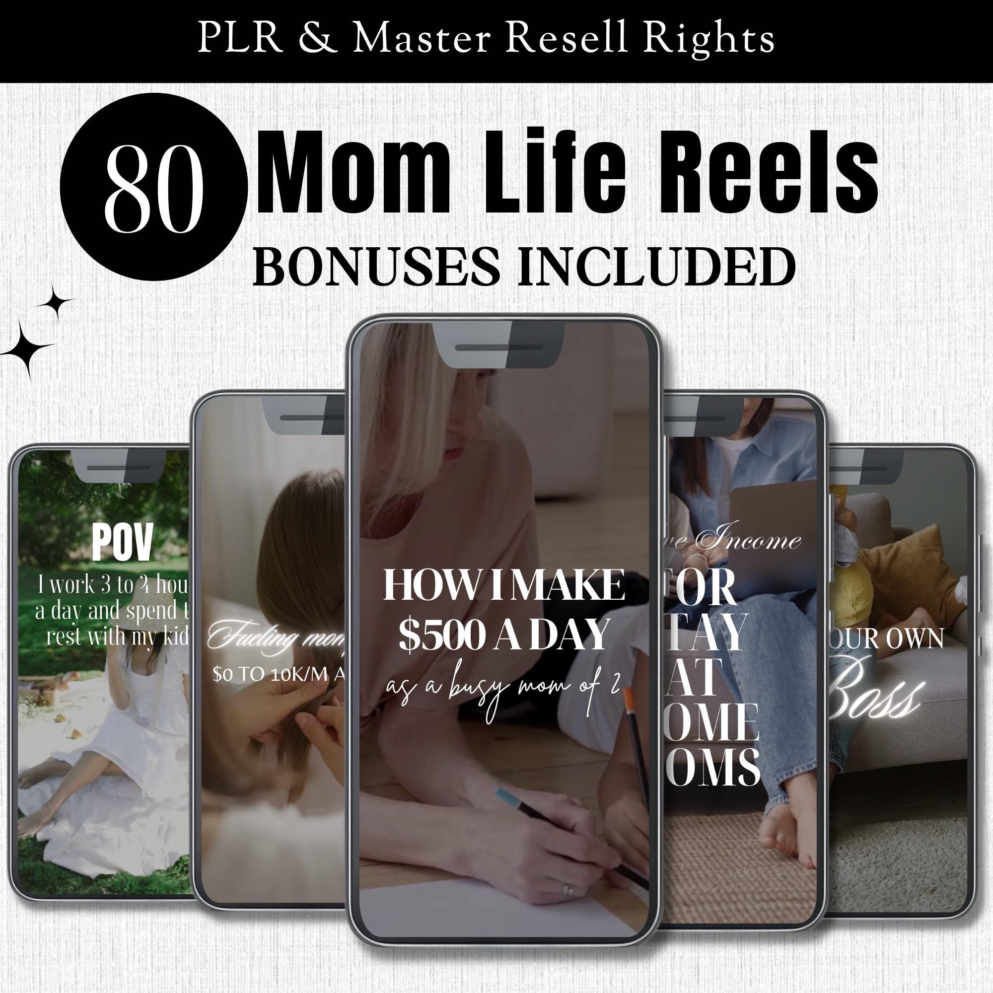MRR Digital Products Mompreneur Motherhood Reels Digital Products To Resell Master Resell Rights Canva Templates Faceless Reels DFY Product