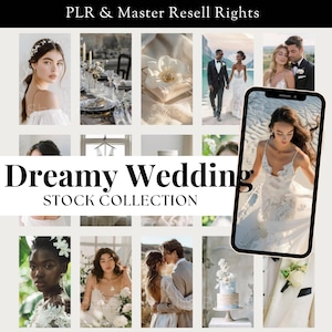 Wedding Aesthetic Stock Photos Master Resell Rights Bridal Aesthetic Faceless Marketing White Wedding Business Photos AI Wedding Photography