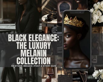 Melanin Stock Images Luxury Digital Photos PLR & MRR Black Woman Aesthetic Content for Branding Social Media Black Girl Magic Photos