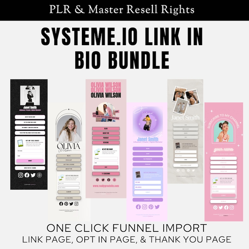 Systeme io Landing Page Website Template DFY MRR Product Website Sales Template Link in Bio Bundle for Systeme.io Digital Product Resell