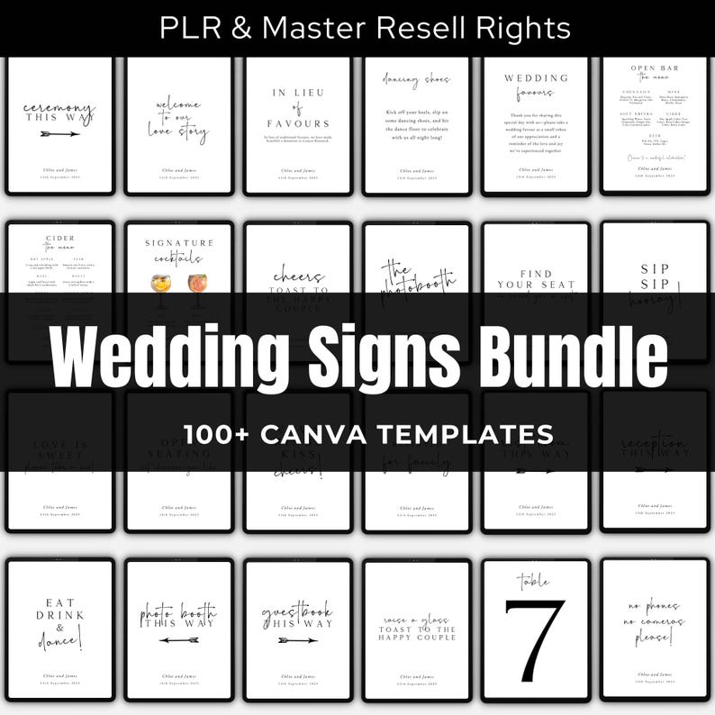 Minimalist Wedding Sign Bundle Editable Wedding Sign Printable MRR Welcome Sign Modern Wedding Signage Template Bundle Reception Sign