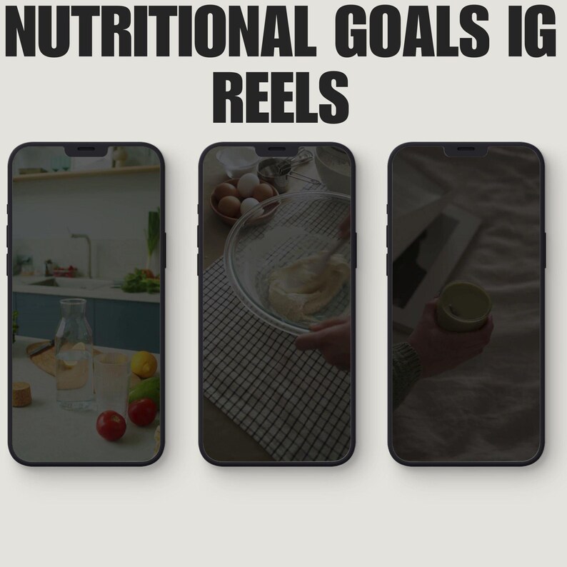 Nutritional goals IG reel bundle with captions focused on healthy habits and eating routines