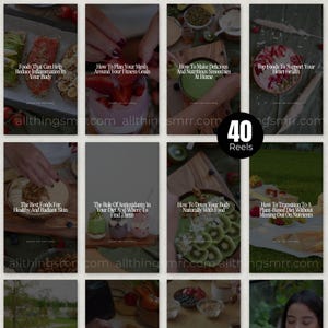Editable nutrition content for Instagram reels including meal plan tips and wellness captions