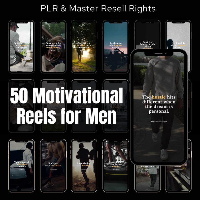 motivational reels for men, faceless video content for men, editable reels in Canva for entrepreneurs, PLR reels with captions, MRR motivational video bundle, men’s mindset reels for Instagram, digital content for male creators, reels template pack for men, Canva video bundle for men, men’s business reels with captions, motivational video captions for reels, social media content for men, masculine aesthetic reels pack