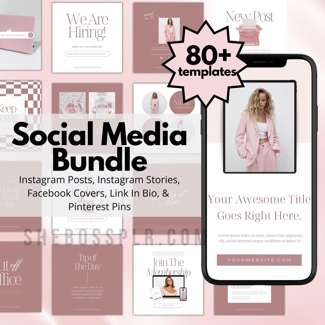 Blush Social Media Canva Template Bundle: Instagram, Pinterest ...