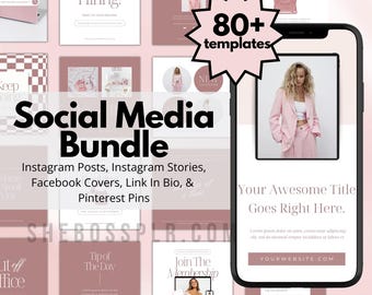 Blush Social Media Canva Template Bundle: Instagram, Pinterest, Facebook (MRR)