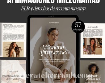 Guía y Cuaderno de Afirmaciones Millonarias | PLR & MRR en Español Spanish | Mentalidad de Riqueza y Abundancia(Digital Download)