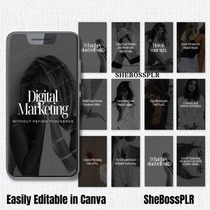 Dark Aesthetic Reel Covers Dark & Modern Instagram Reel Covers MRR Reel Digital Marketing MRR Cover Template Digital Products To Resell