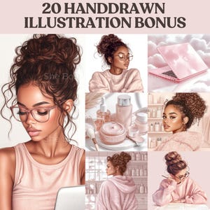 Handdrawn illustrations self care stock images with resel;l rights
