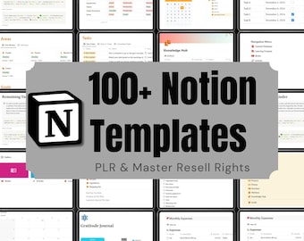 100+ Notion Templates Bundle: PLR & MRR, Editable Digital Planners