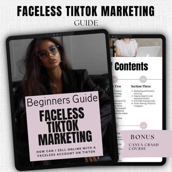 Digital Marketing Guide Faceless TikTok Ebook Social Media Planner Marketing Tips Marketing Ebook Faceless TikTok Guide Faceless Guide