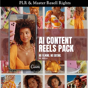 Aesthetic Reels Canva Template Bundle for Coaches PLR MRR Editable Reels with Stock Videos Flower Reels Summer Videos For Content Creators