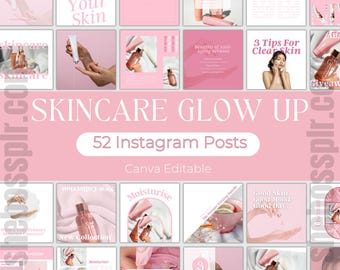 Skincare Instagram Post Templates: Editable Social Media Marketing (Digital Download)