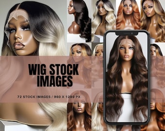 Paquete de fotos de stock de pelucas: PNG de moda con IA, PLR y MRR