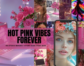Hot Pink Stock Photos Aesthetic Hot Pink Image Bundle for Social Media Canva Templates PLR MRR Content for Business Branding & Creators